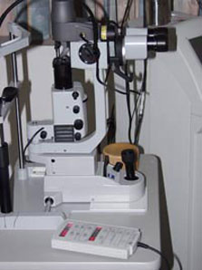 Laser device for ophthalmology- photographed from the side