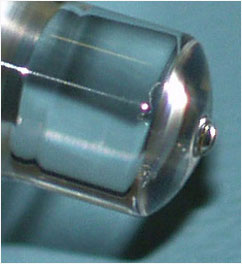 Volk Blumenthal Suturelysis Lens- Closeup of lens tip