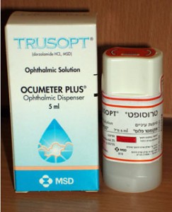 Trusopt- an eye drop used to lower eye pressure in glaucoma
