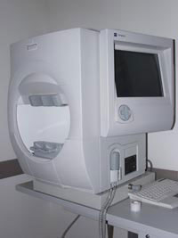 A visual field machine used for testing glaucoma patients